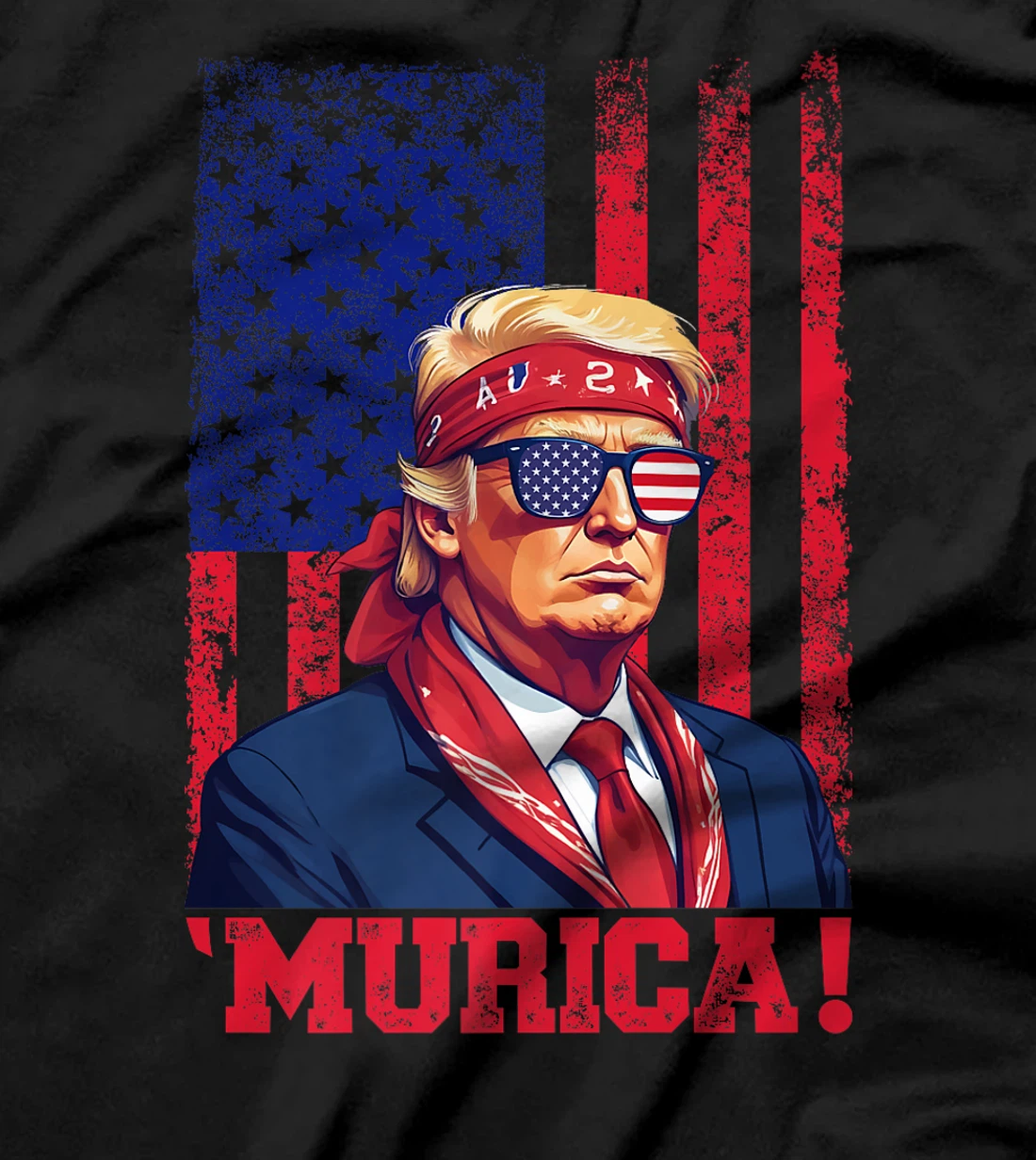 Womens Donald Trump Murica Tee Men Women American Flag 4th of July T-Shirt
