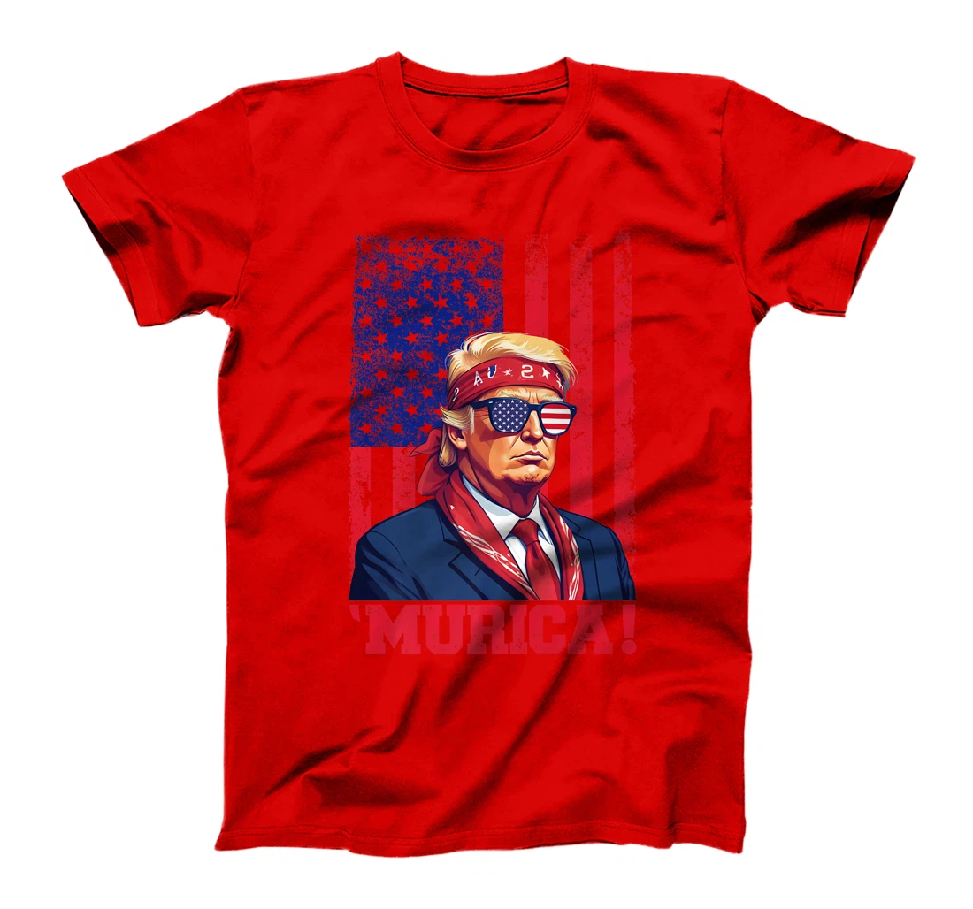 Womens Donald Trump Murica Tee Men Women American Flag 4th of July T-Shirt