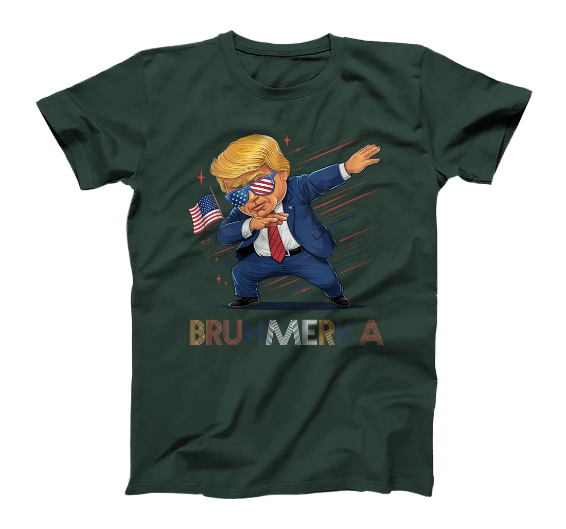 Womens Bruhmerica Donald Trump USA American Flag Funny Vintage T-Shirt