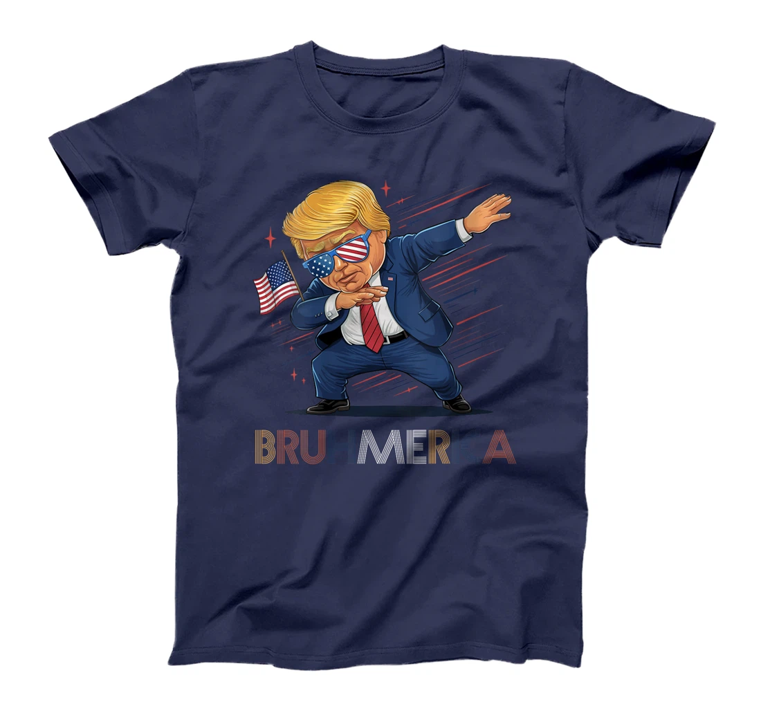 Womens Bruhmerica Donald Trump USA American Flag Funny Vintage T-Shirt