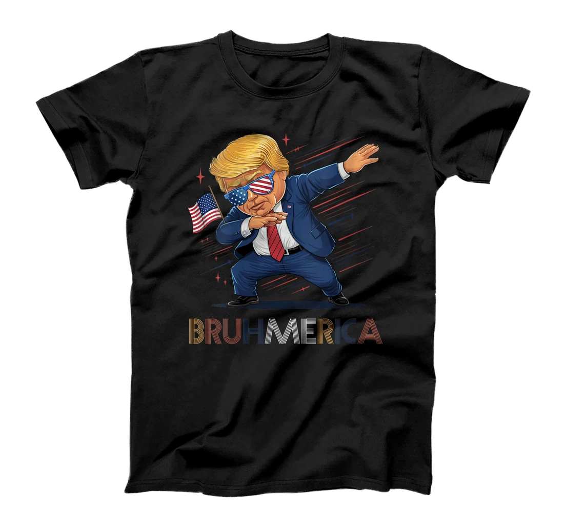 Womens Bruhmerica Donald Trump USA American Flag Funny Vintage T-Shirt