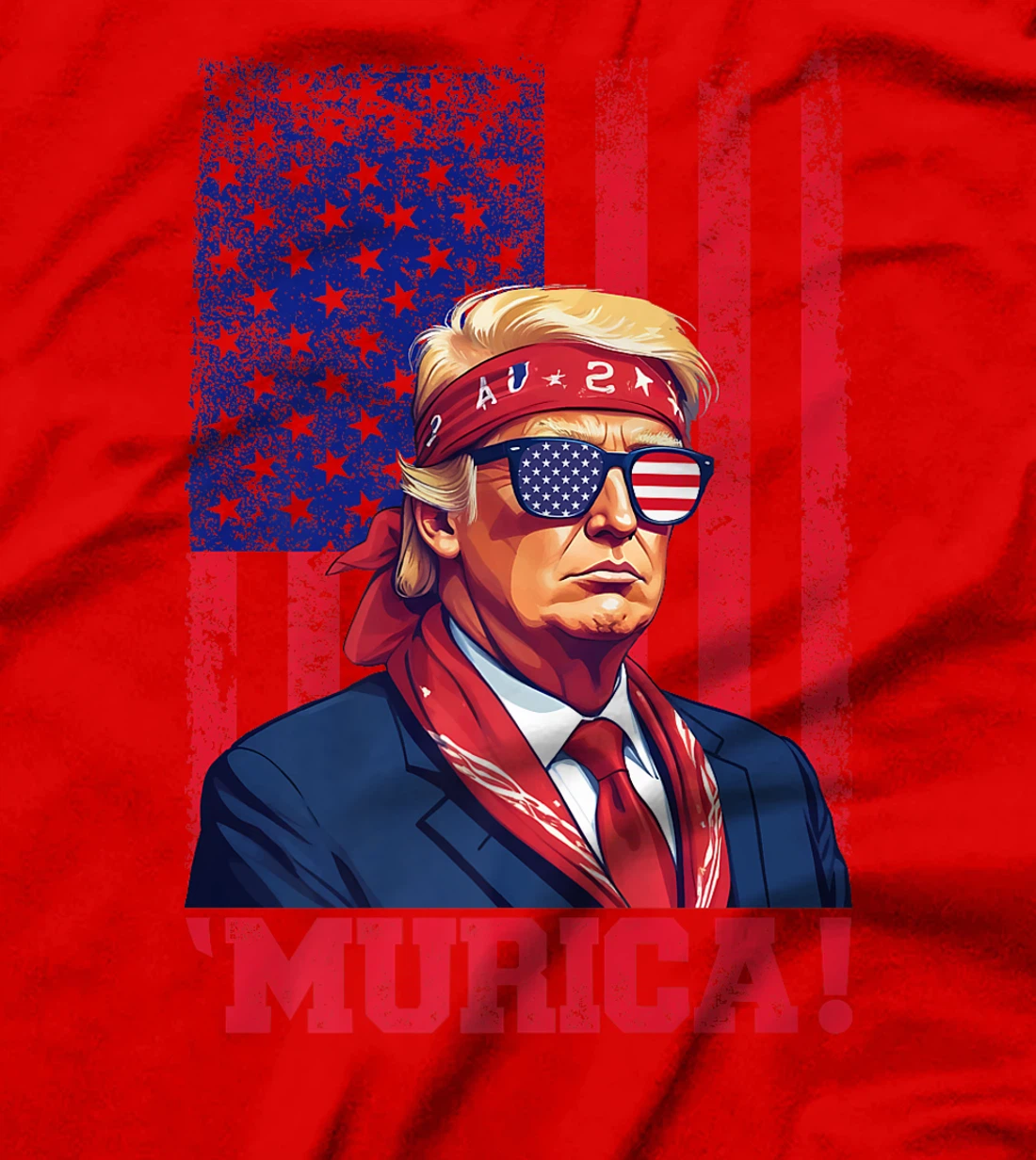 Womens Donald Trump Murica Tee Men Women American Flag 4th of July T-Shirt