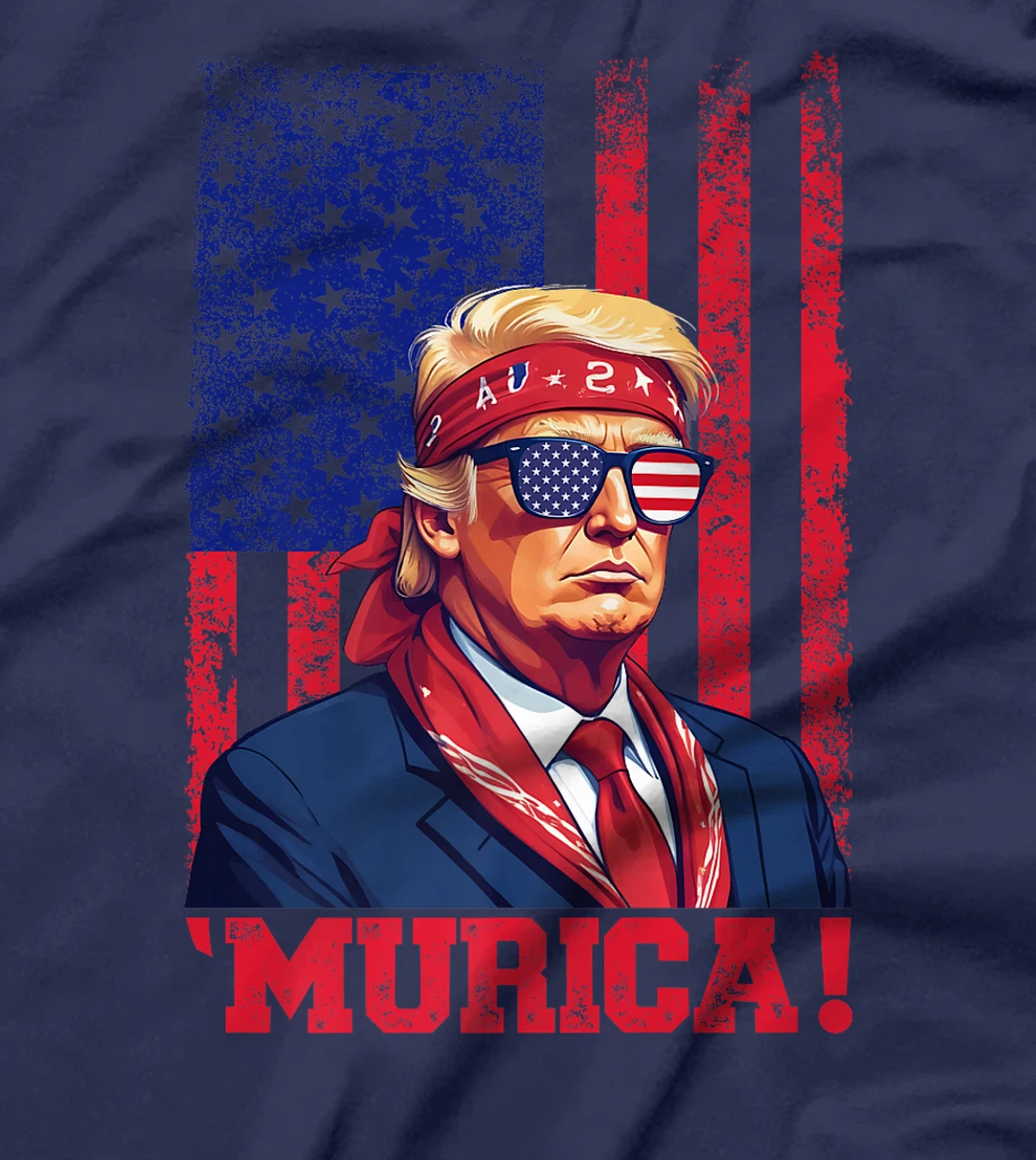Womens Donald Trump Murica Tee Men Women American Flag 4th of July T-Shirt