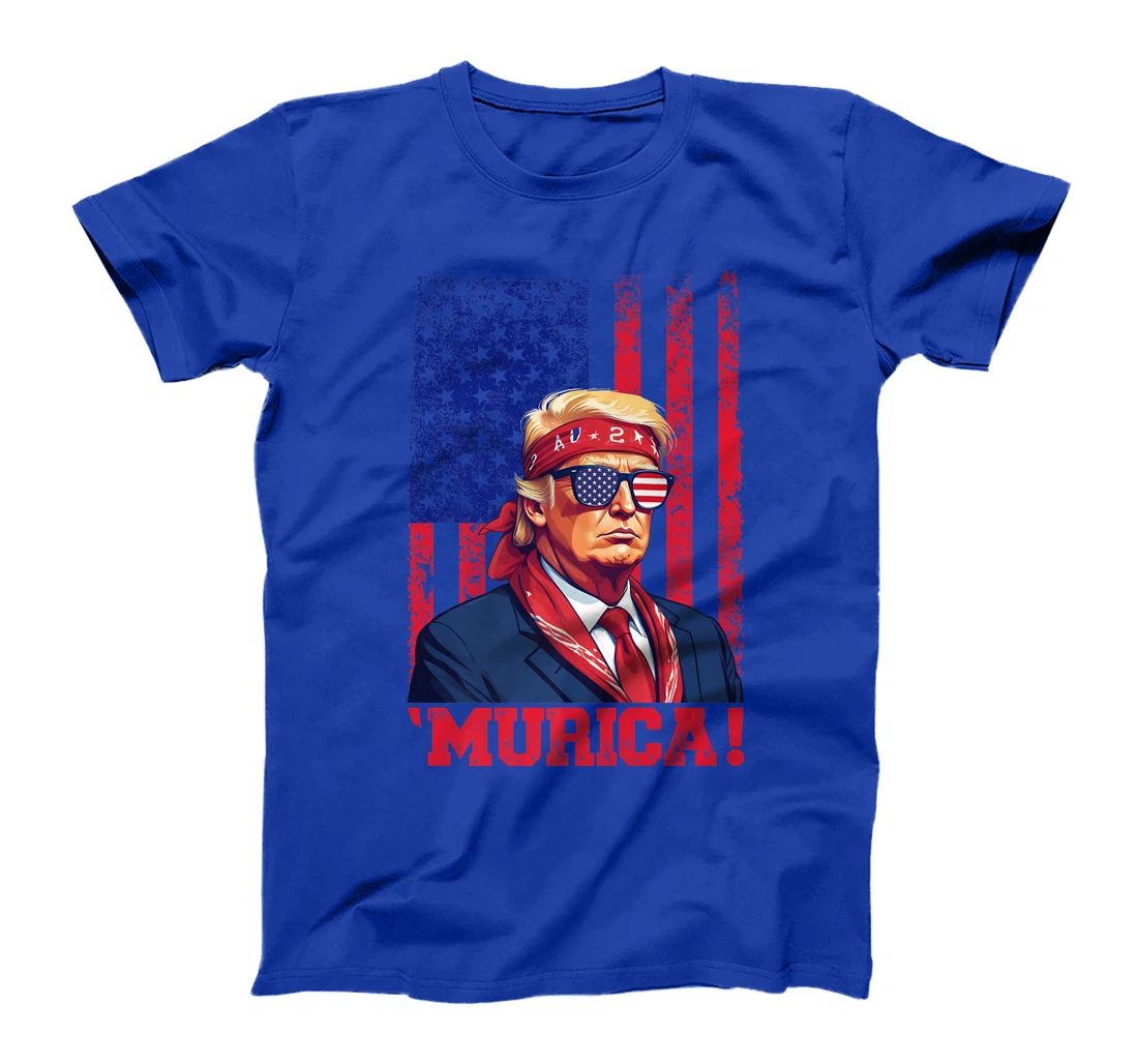 Womens Donald Trump Murica Tee Men Women American Flag 4th of July T-Shirt
