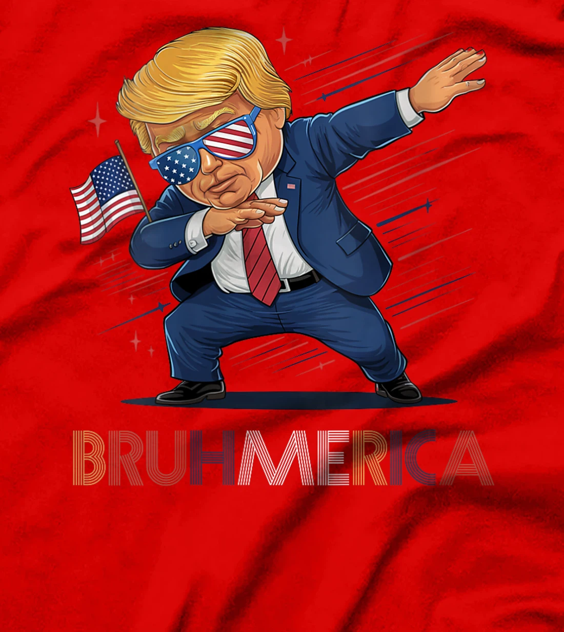 Womens Bruhmerica Donald Trump USA American Flag Funny Vintage T-Shirt