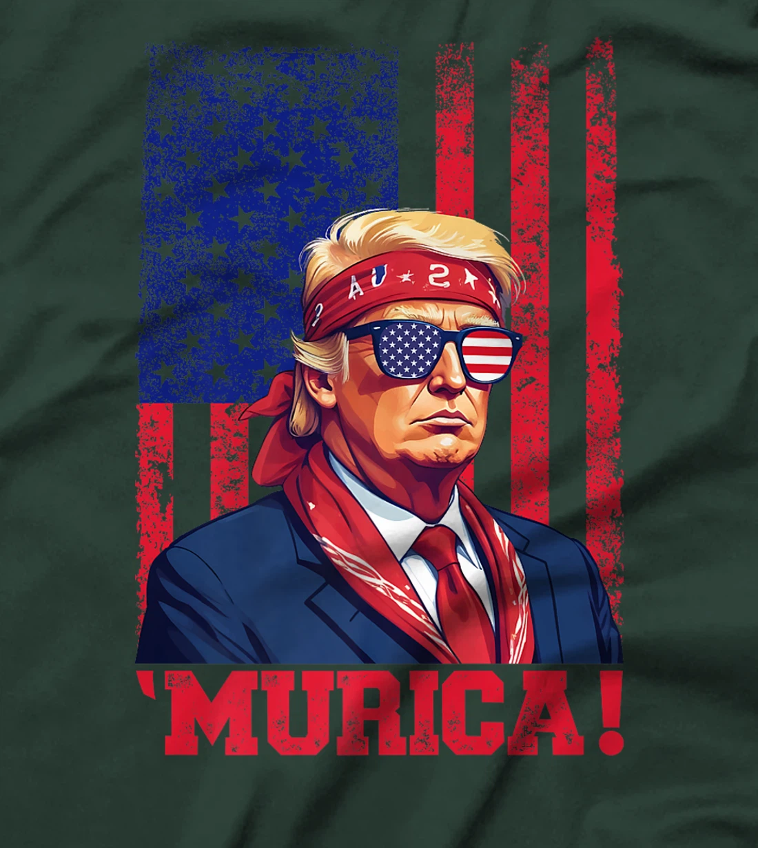 Womens Donald Trump Murica Tee Men Women American Flag 4th of July T-Shirt