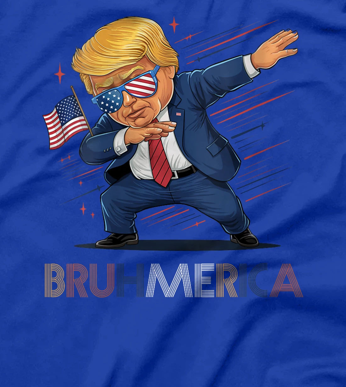Womens Bruhmerica Donald Trump USA American Flag Funny Vintage T-Shirt