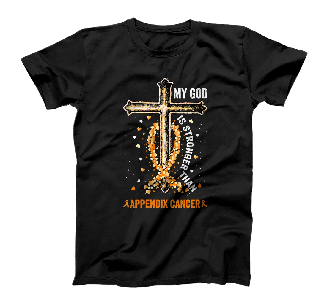 Womens My God Is Stronger Than Appendix Cancer Awareness Cross T-Shirt
