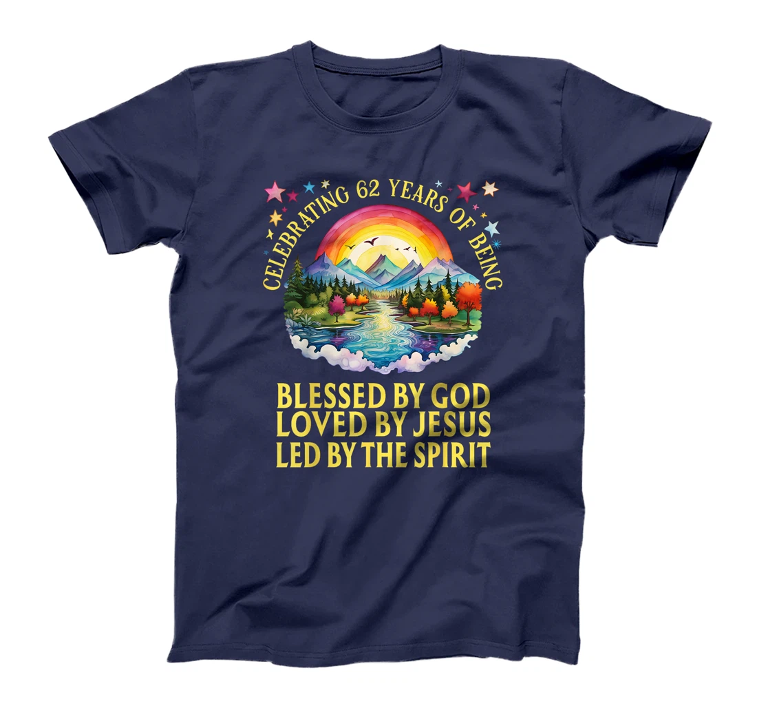 Blessed By God For 62 Years Rainbow At Sunset T-Shirt