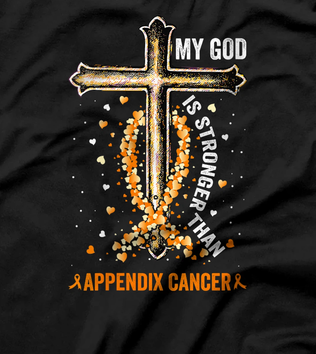 Womens My God Is Stronger Than Appendix Cancer Awareness Cross T-Shirt