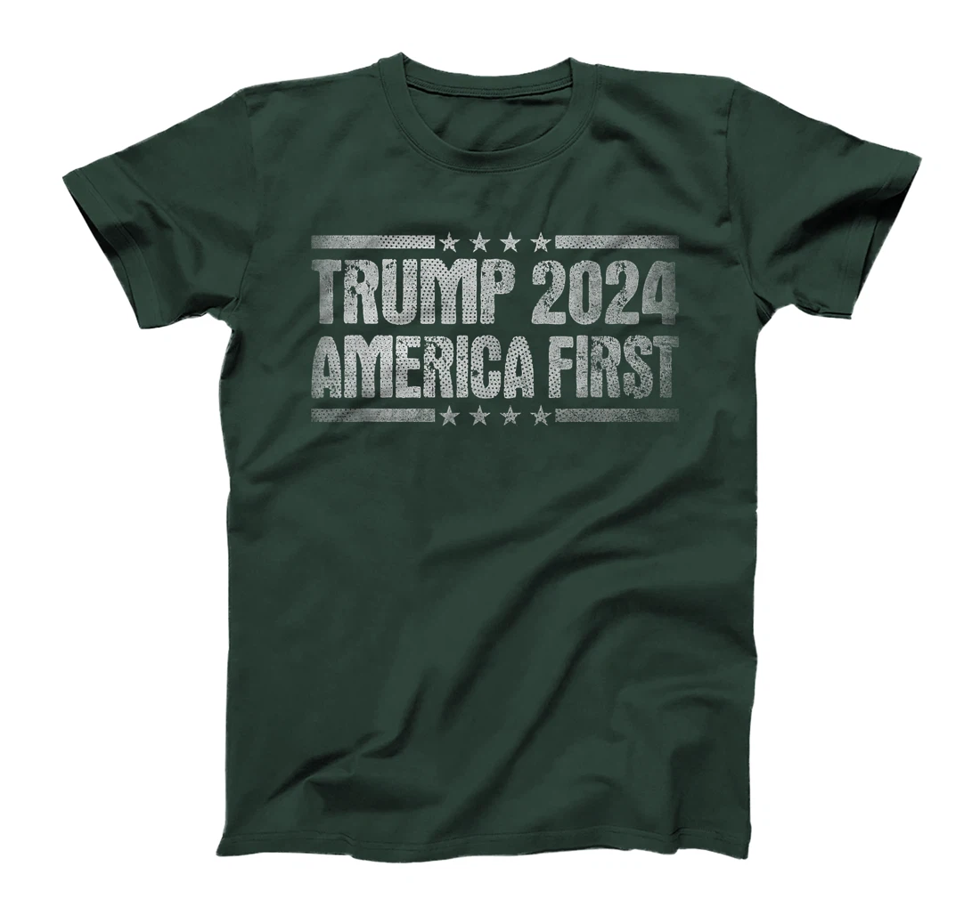 Trump 2024 America First Vote Felon Pro Trump USA Flag T-Shirt