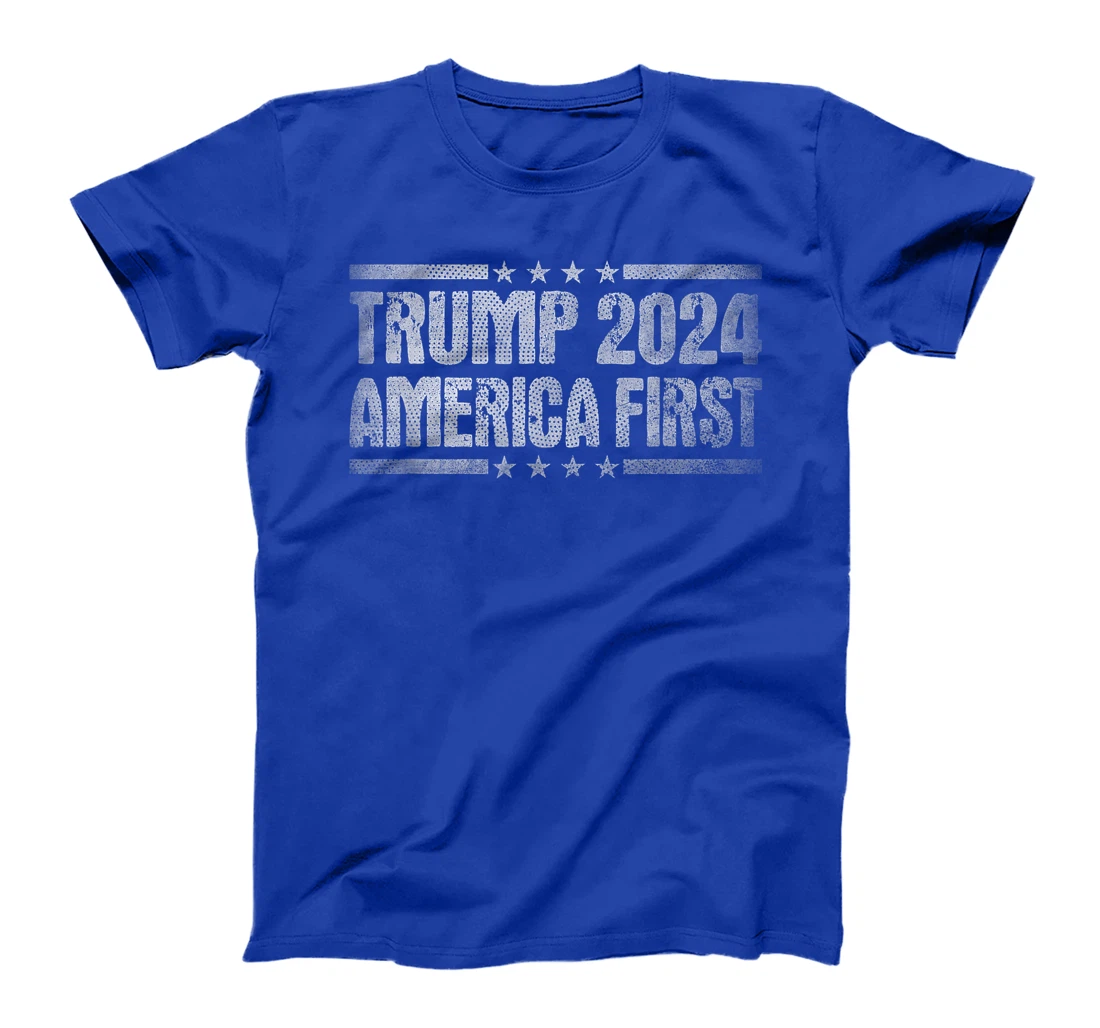 Trump 2024 America First Vote Felon Pro Trump USA Flag T-Shirt