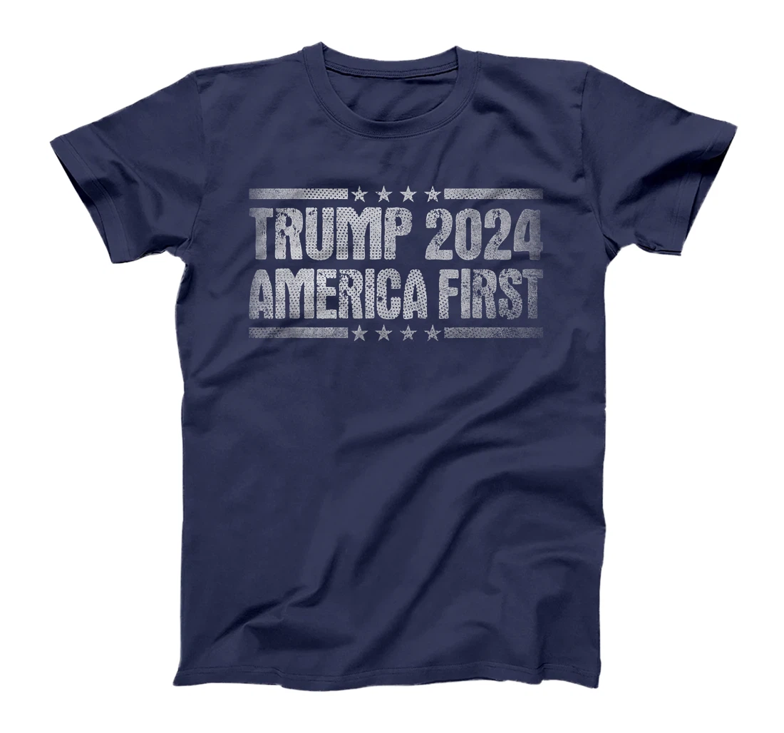 Trump 2024 America First Vote Felon Pro Trump USA Flag T-Shirt