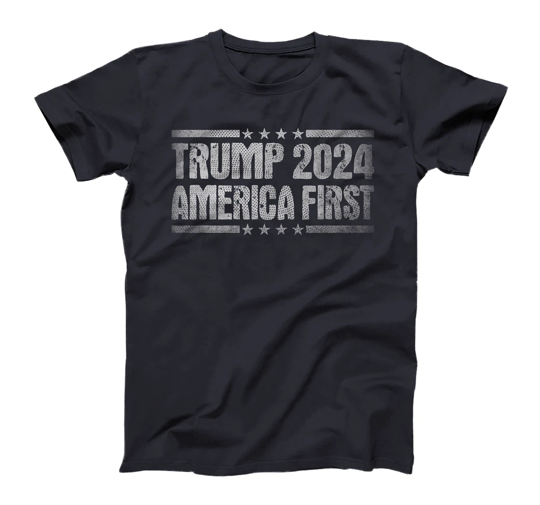 Trump 2024 America First Vote Felon Pro Trump USA Flag T-Shirt