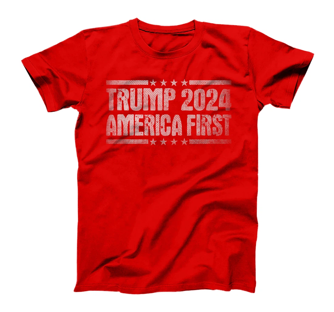 Trump 2024 America First Vote Felon Pro Trump USA Flag T-Shirt