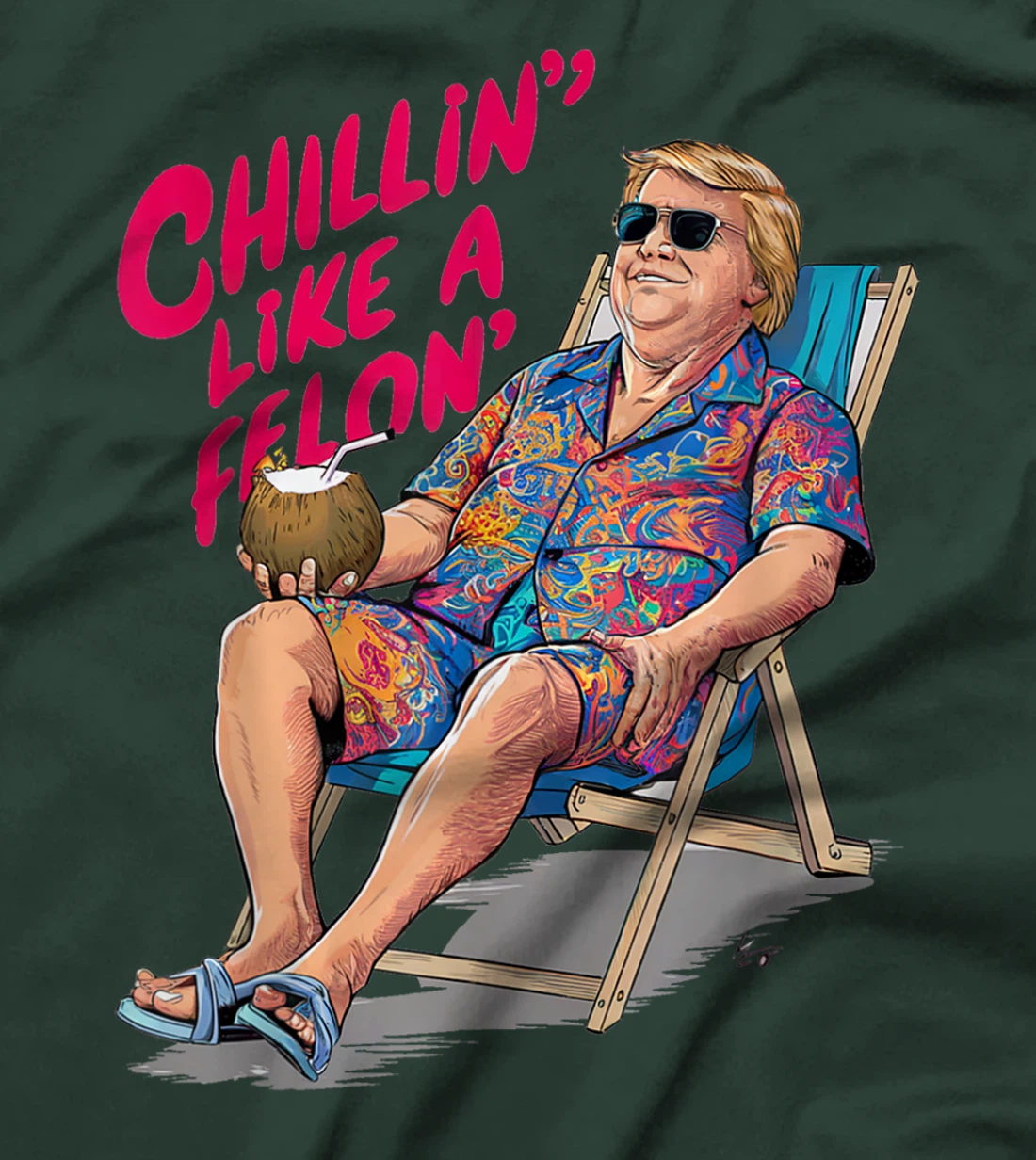 Trump Summer 2024 Chillin Like A Felon Funny T-Shirt