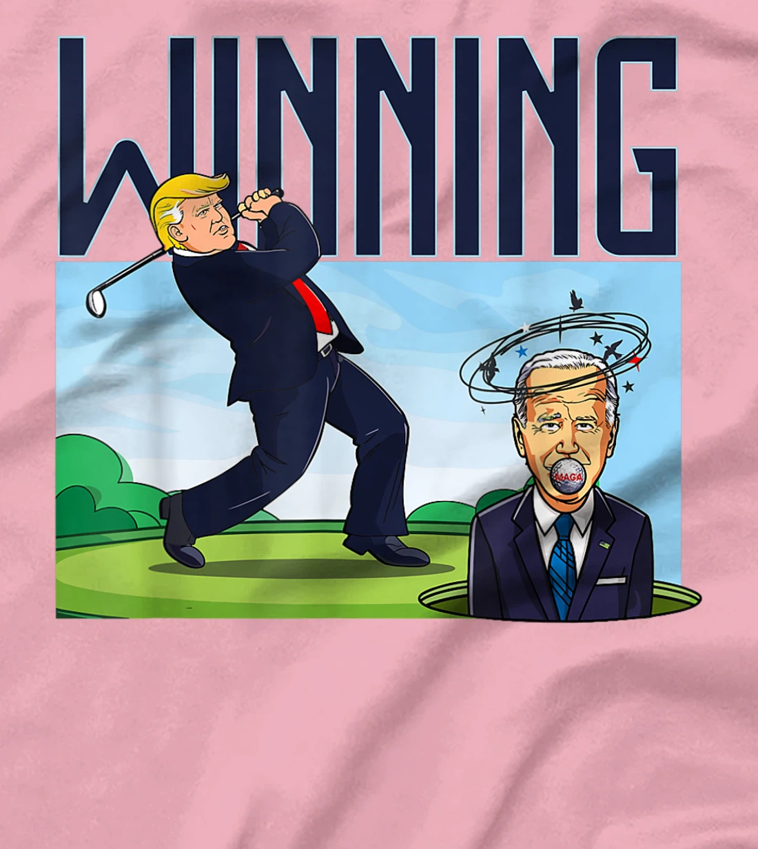 Winning Trump Golf And Biden American Presidential Debate T-Shirt