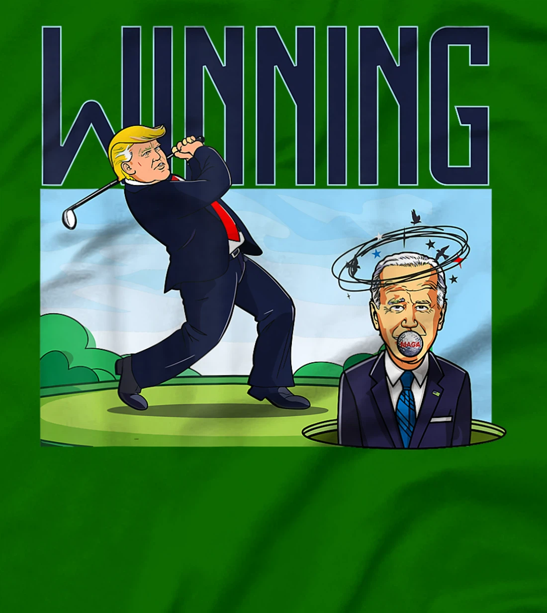 Winning Trump Golf And Biden American Presidential Debate T-Shirt