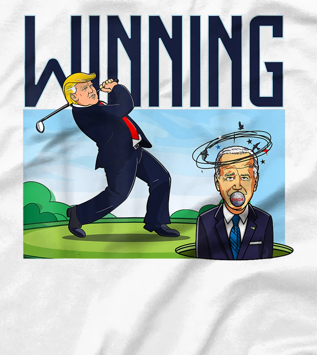 Winning Trump Golf And Biden American Presidential Debate T-Shirt