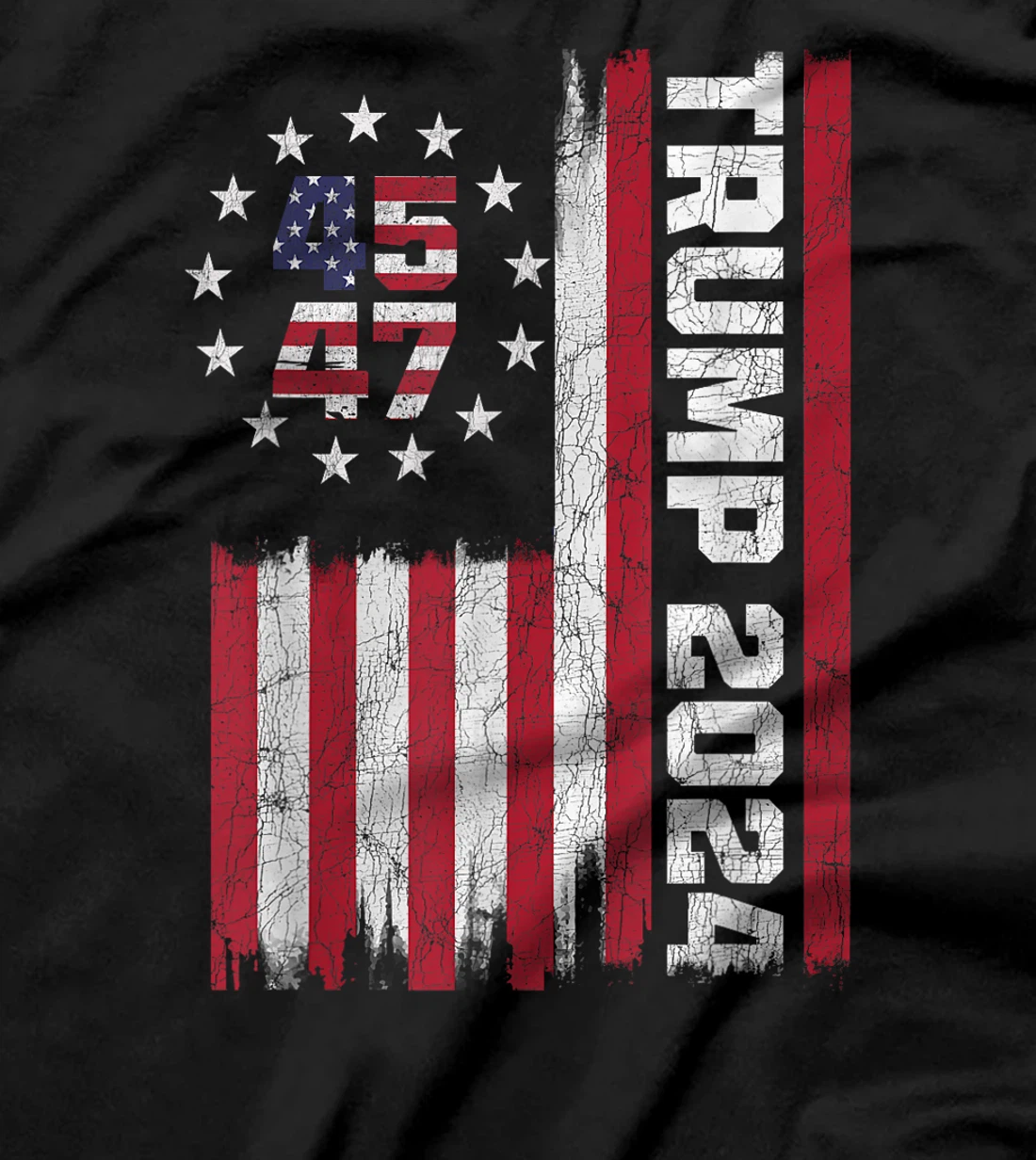 Retro Trump 2024 American Flag, 45 47 President Trump Flag T-Shirt