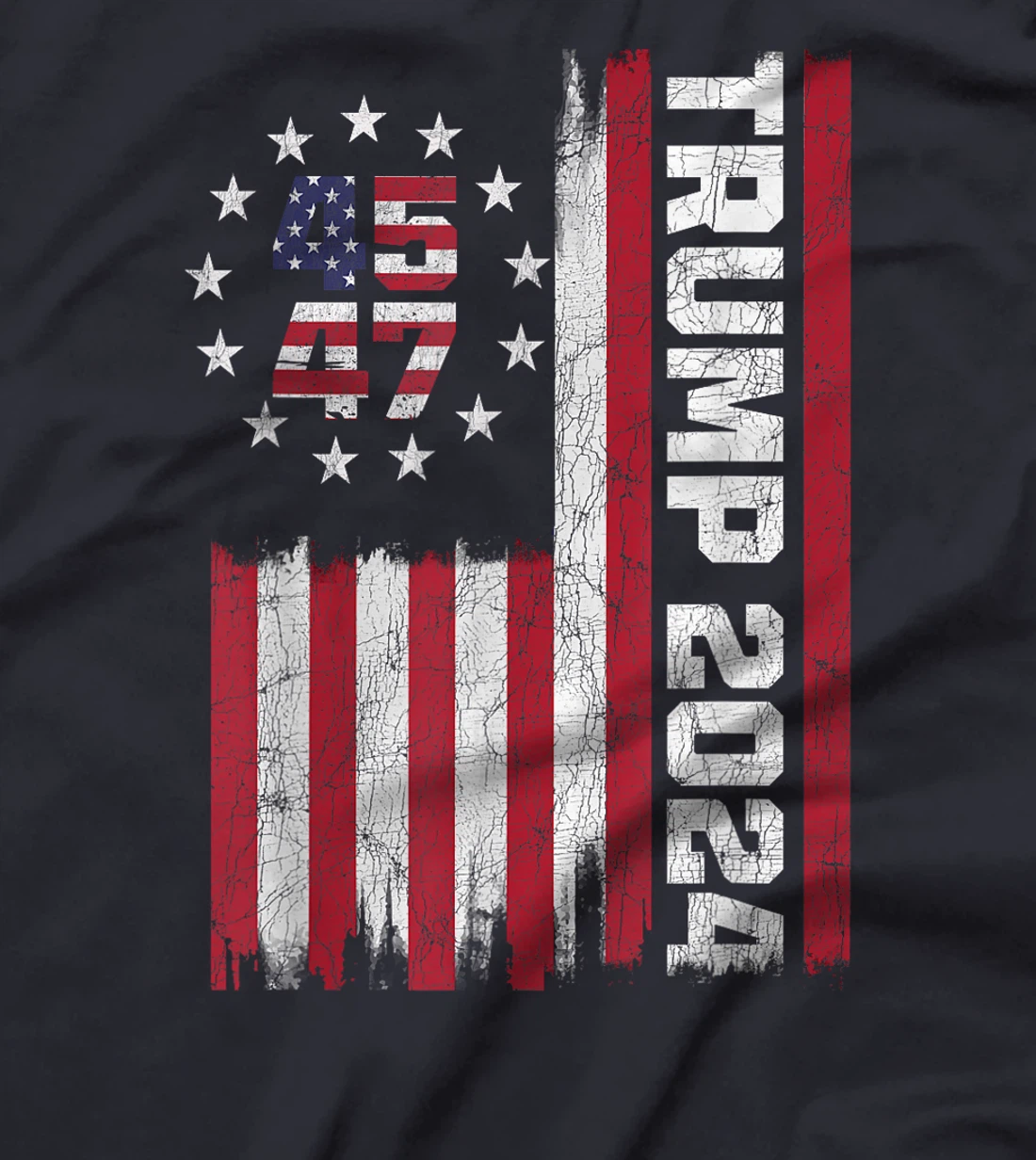 Retro Trump 2024 American Flag, 45 47 President Trump Flag T-Shirt