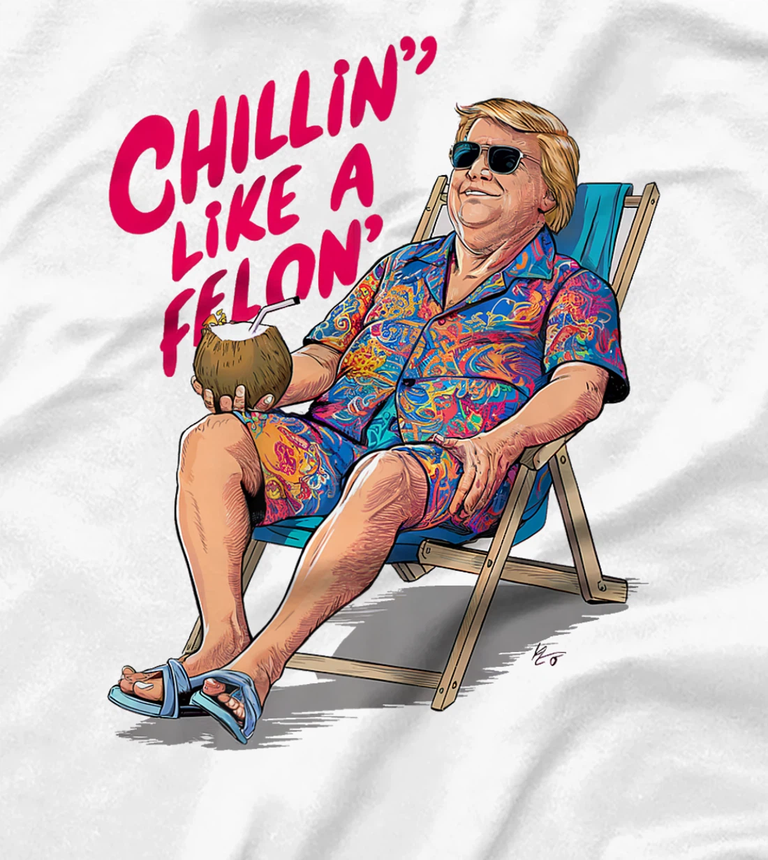 Trump Summer 2024 Chillin Like A Felon Funny Premium T-Shirt