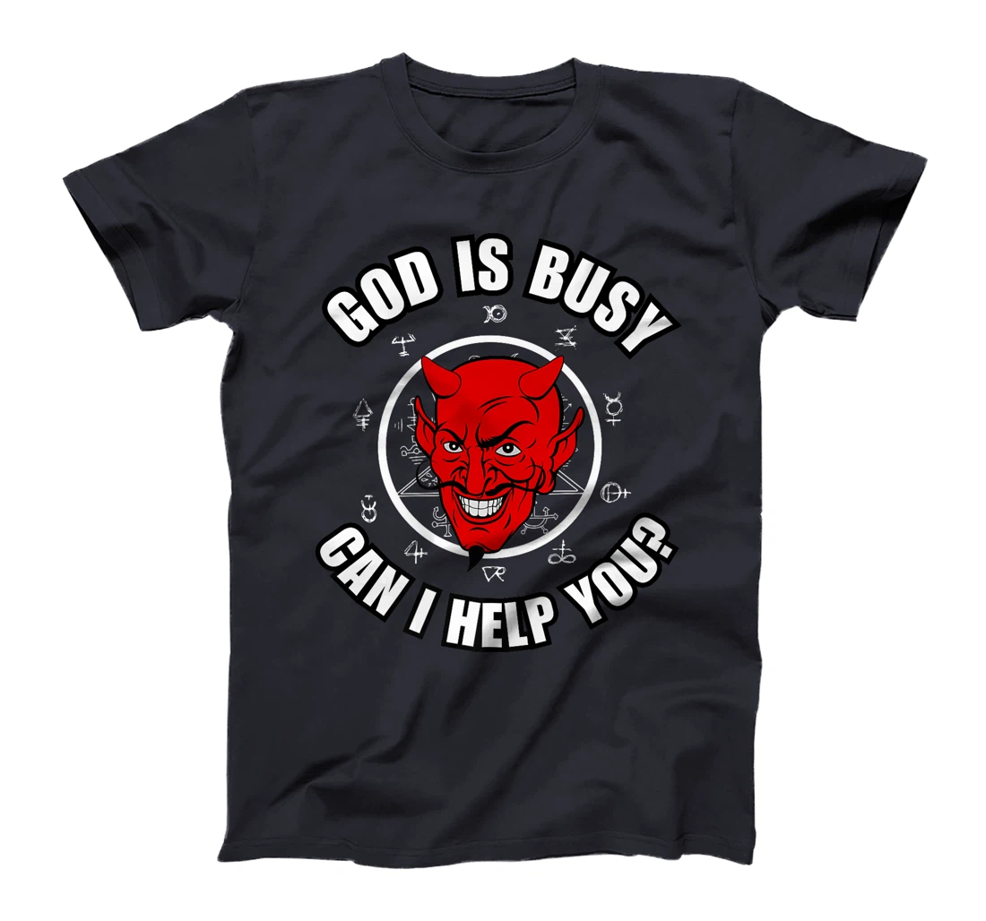 God Is Busy Can I Help - Devil Dark Humor Fun Occult Horror Premium T-Shirt
