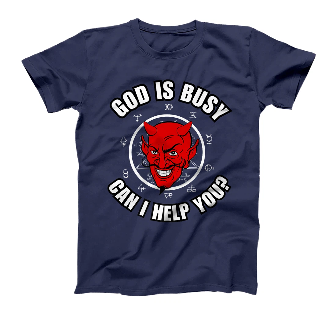 God Is Busy Can I Help - Devil Dark Humor Fun Occult Horror Premium T-Shirt