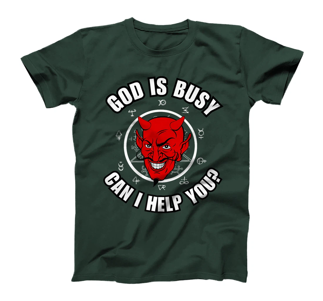 God Is Busy Can I Help - Devil Dark Humor Fun Occult Horror Premium T-Shirt