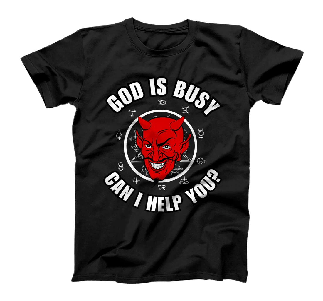 God Is Busy Can I Help - Devil Dark Humor Fun Occult Horror Premium T-Shirt
