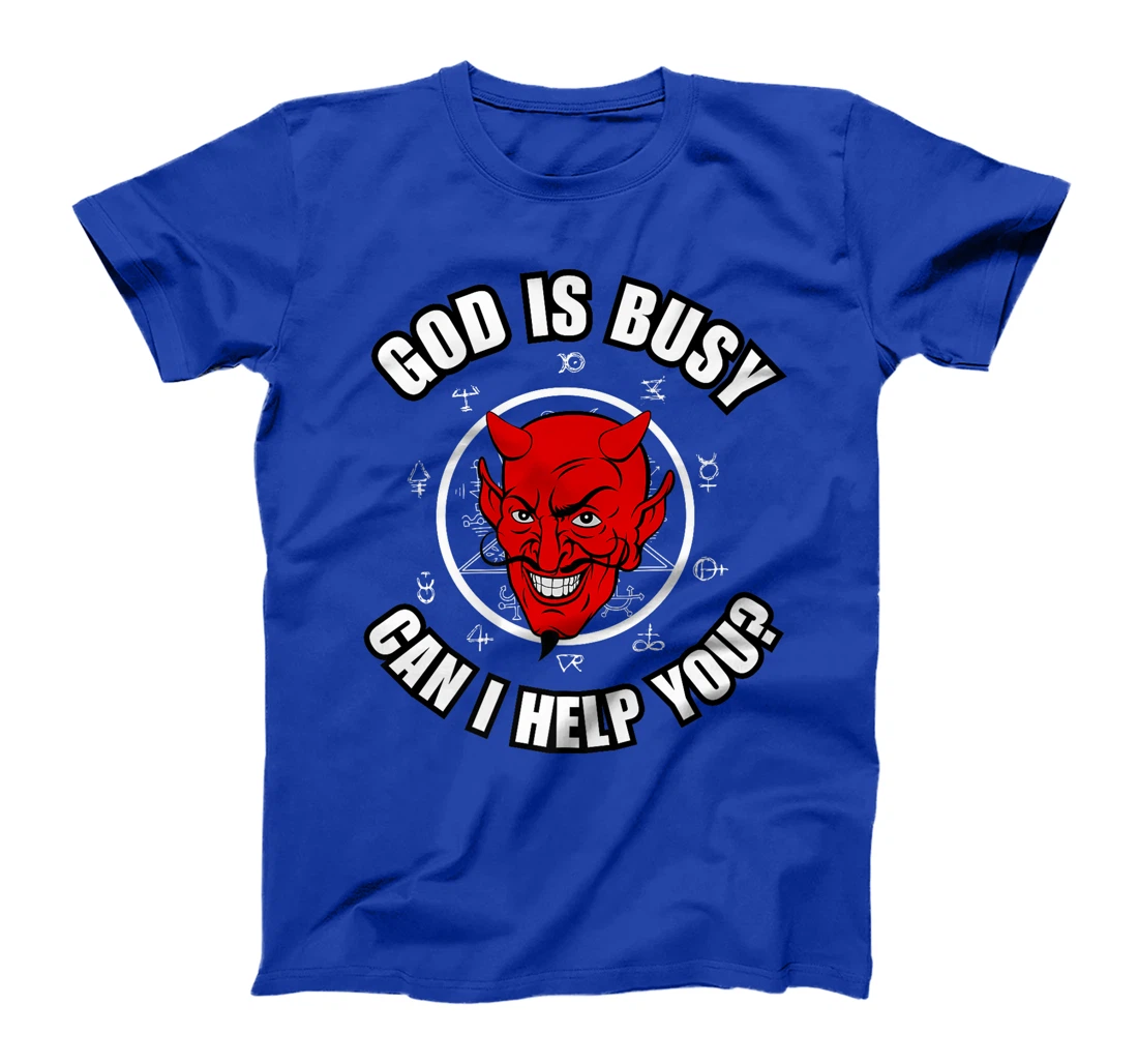 God Is Busy Can I Help - Devil Dark Humor Fun Occult Horror Premium T-Shirt