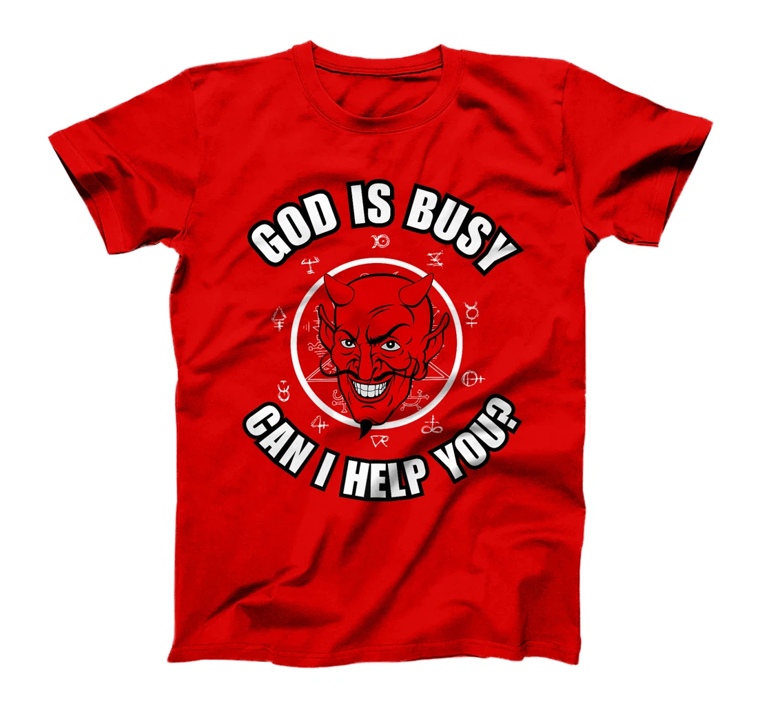 God Is Busy Can I Help - Devil Dark Humor Fun Occult Horror Premium T-Shirt