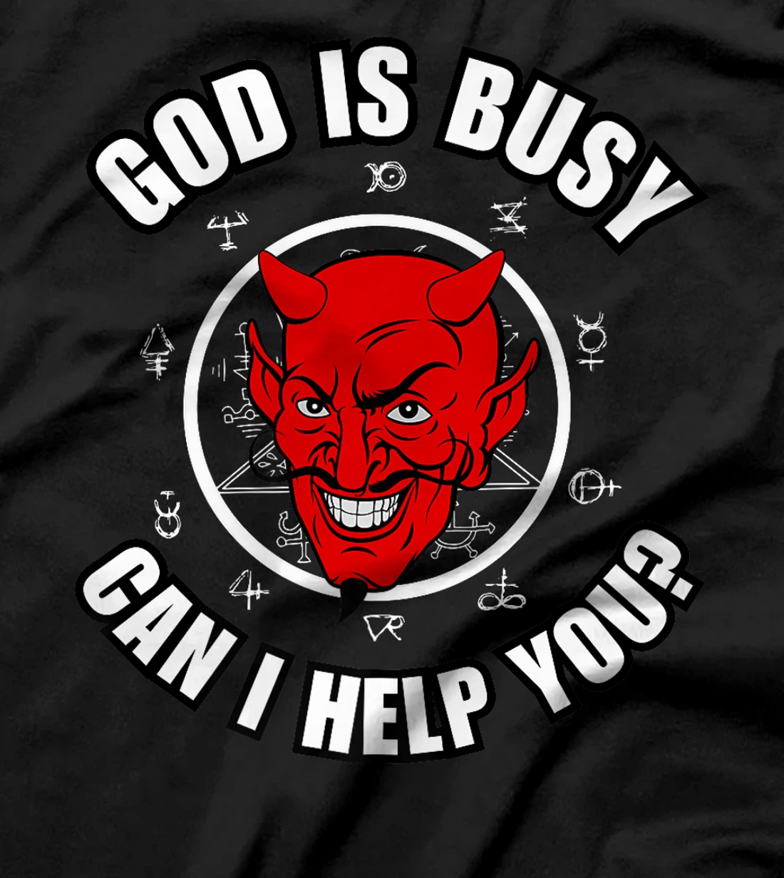 God Is Busy Can I Help - Devil Dark Humor Fun Occult Horror Premium T-Shirt