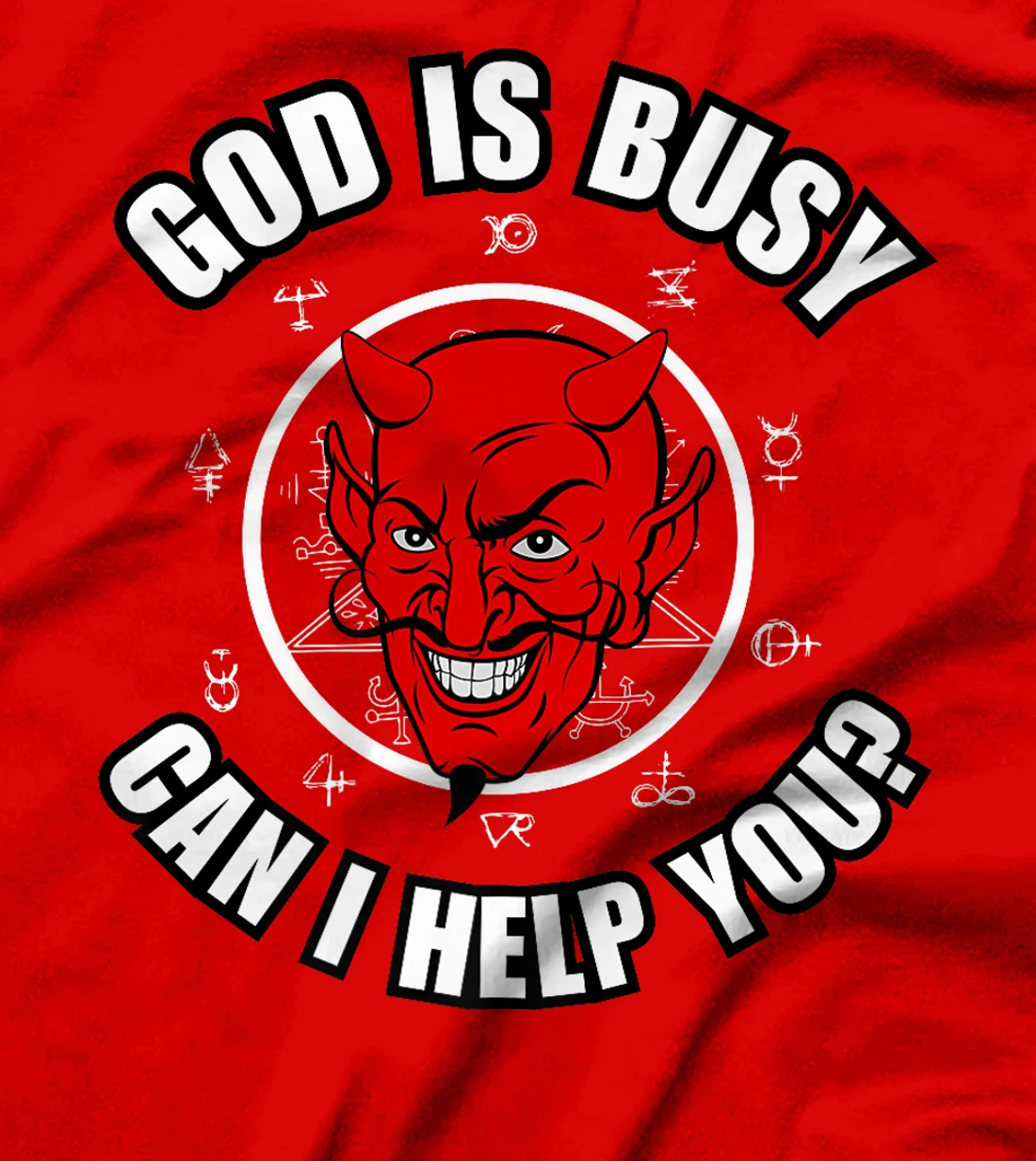 God Is Busy Can I Help - Devil Dark Humor Fun Occult Horror Premium T-Shirt