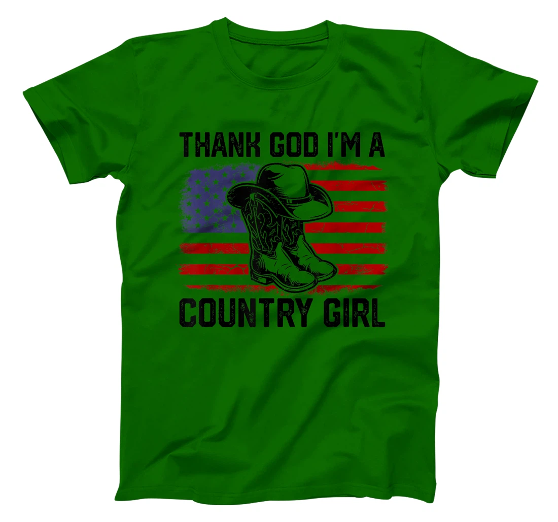 Vintage USA Flag Thank God I'm A Country Western Girl T-Shirt