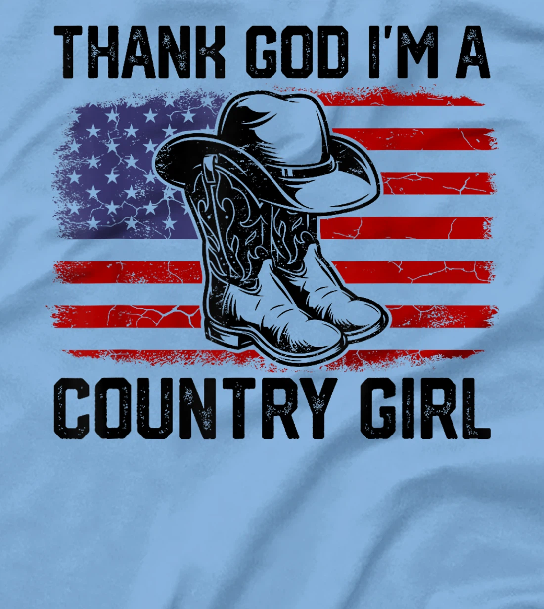 Vintage USA Flag Thank God I'm A Country Western Girl T-Shirt