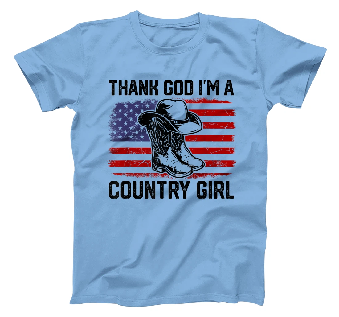 Vintage USA Flag Thank God I'm A Country Western Girl T-Shirt