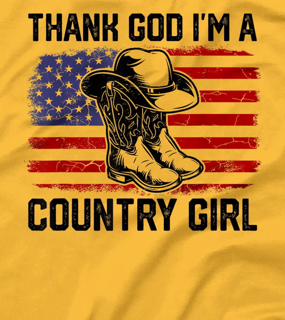 Vintage USA Flag Thank God I'm A Country Western Girl T-Shirt