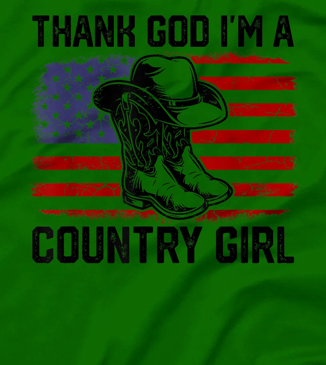 Vintage USA Flag Thank God I'm A Country Western Girl T-Shirt