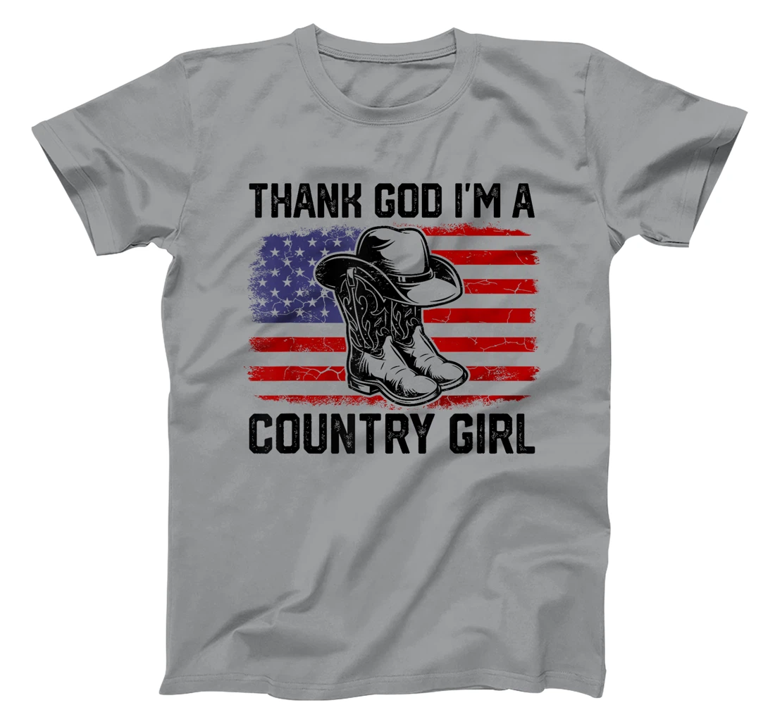 Vintage USA Flag Thank God I'm A Country Western Girl T-Shirt