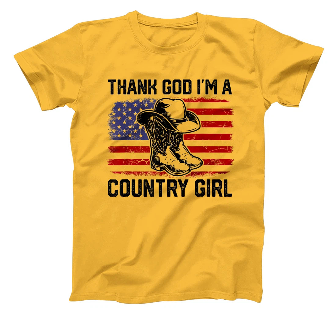 Vintage USA Flag Thank God I'm A Country Western Girl T-Shirt