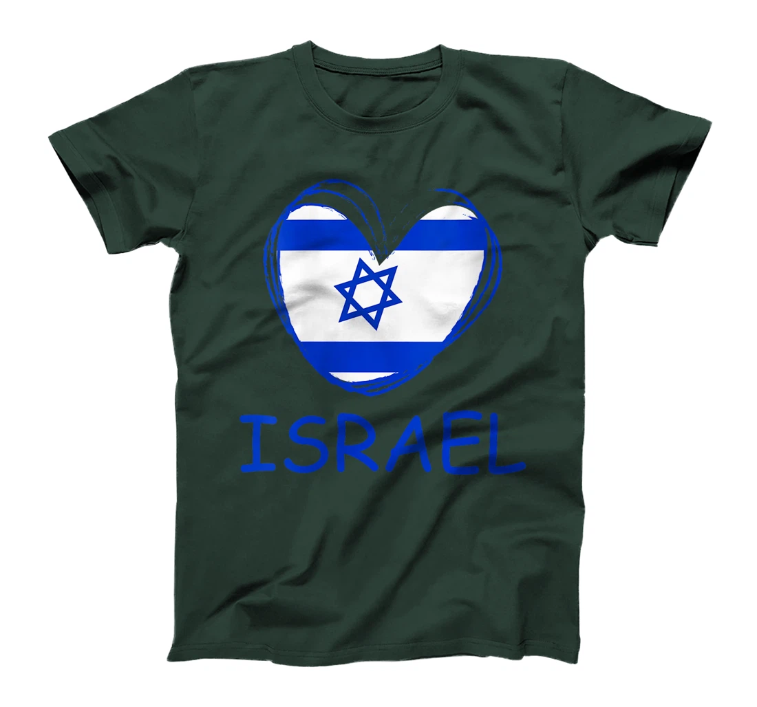 Womens Israel Flag Heart T-Shirt