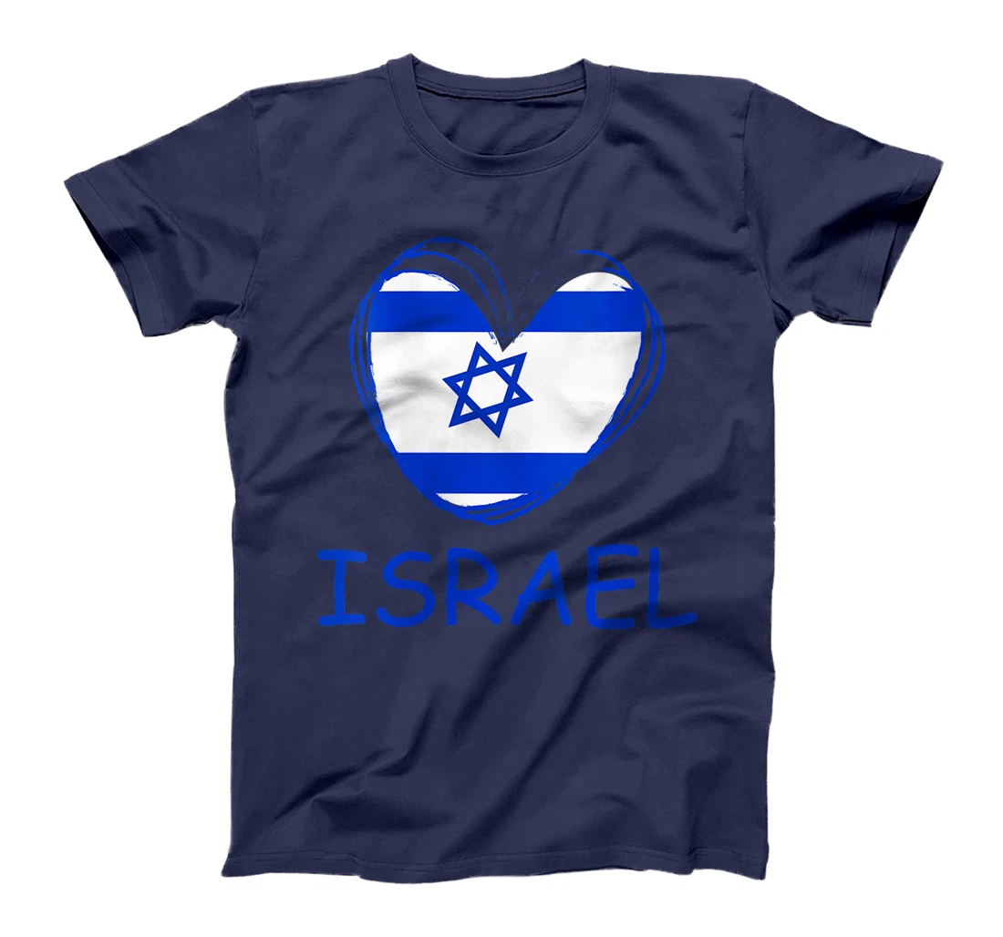 Womens Israel Flag Heart T-Shirt