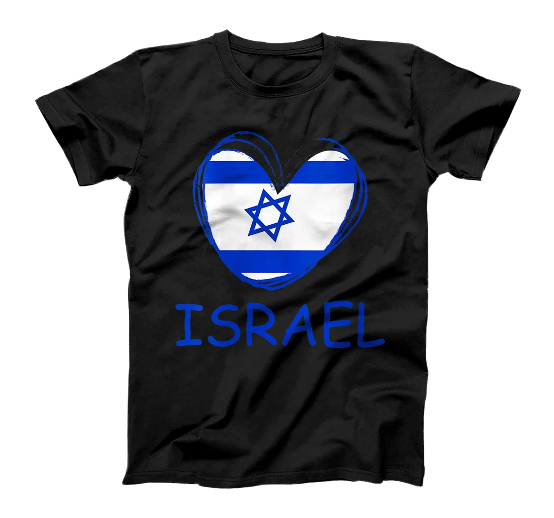 Womens Israel Flag Heart T-Shirt
