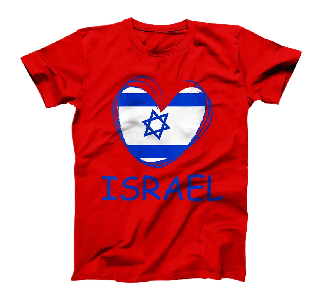 Womens Israel Flag Heart T-Shirt