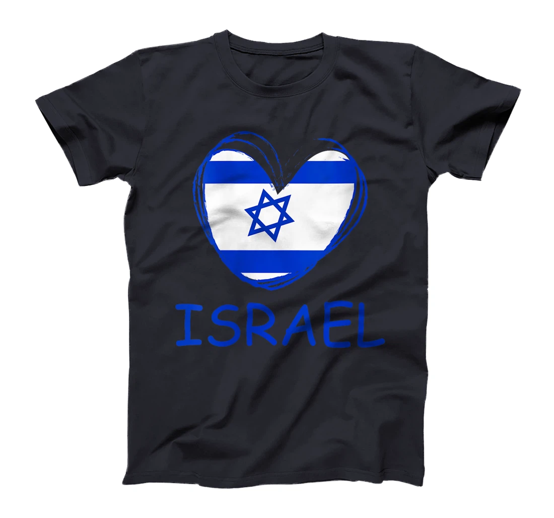 Womens Israel Flag Heart T-Shirt