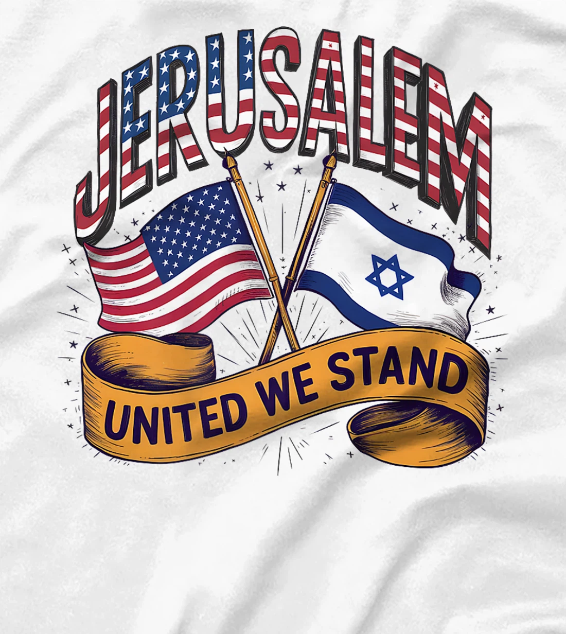 Jerusalem United We Stand American Israeli Flags Premium T-Shirt