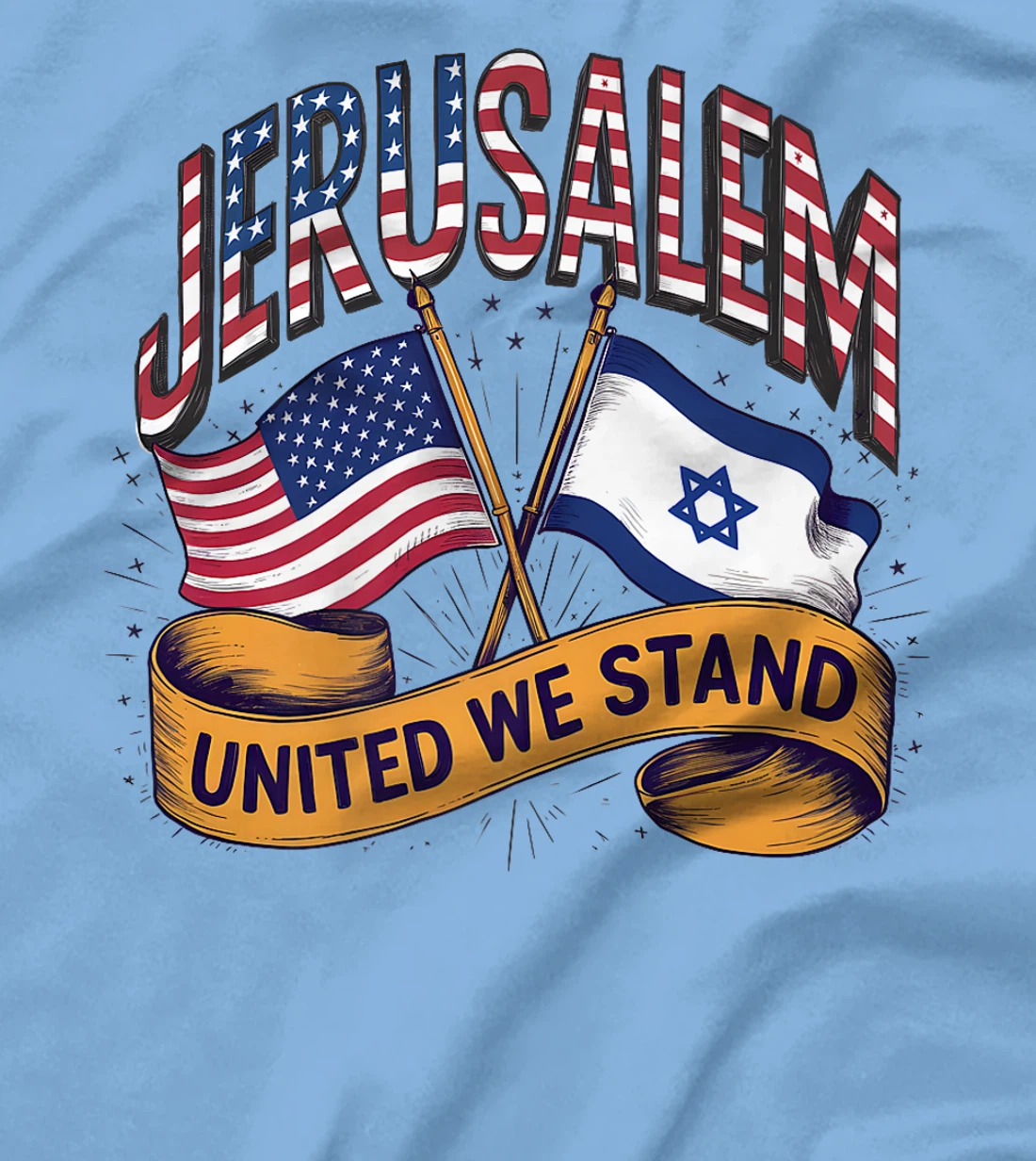 Jerusalem United We Stand American Israeli Flags Premium T-Shirt