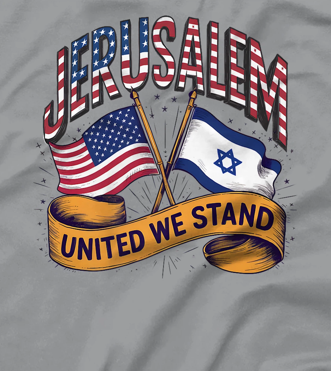 Jerusalem United We Stand American Israeli Flags Premium T-Shirt