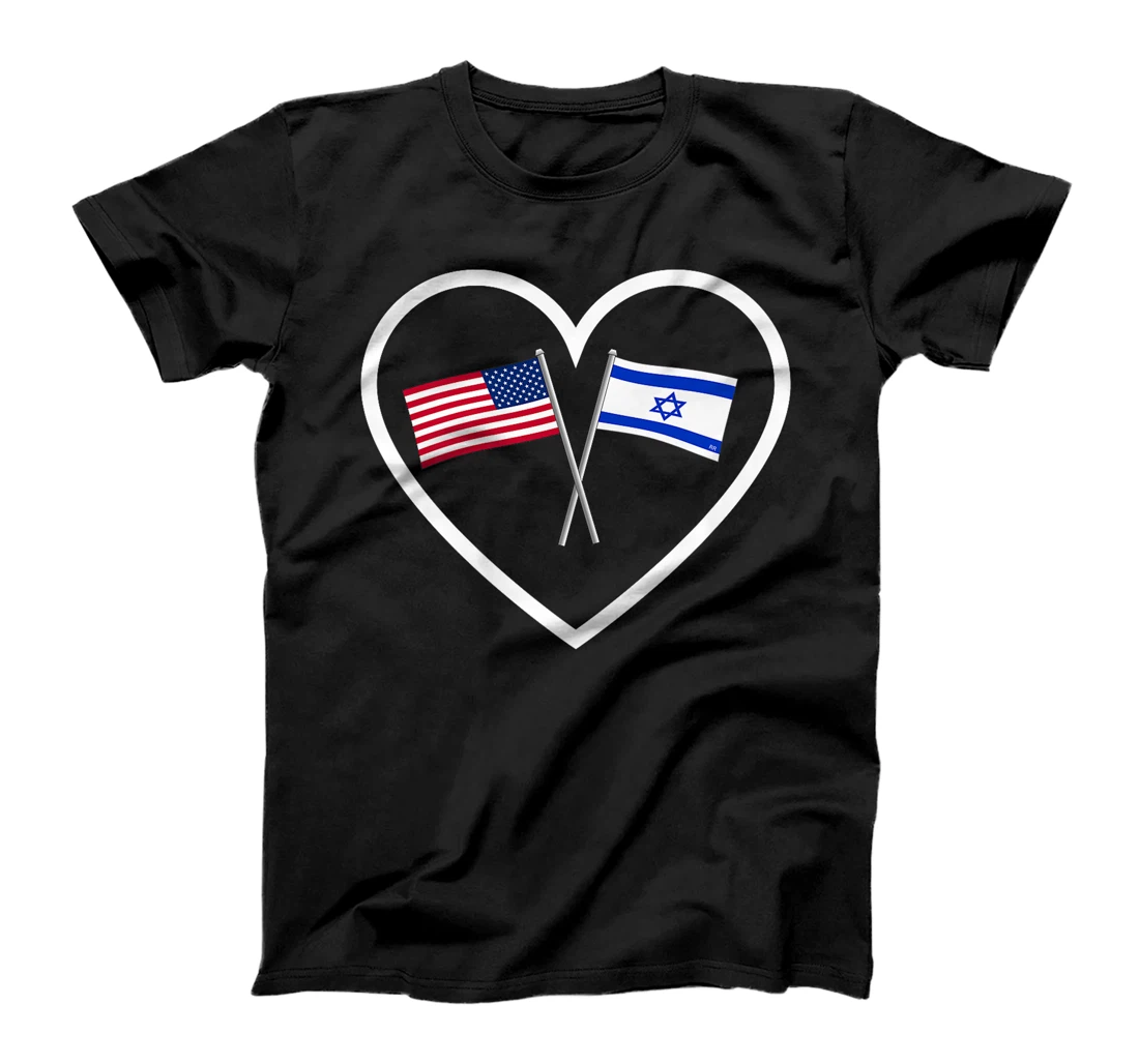SUPPORTING ISRAEL | Heart and American Flag and Israel Flag Premium T-Shirt